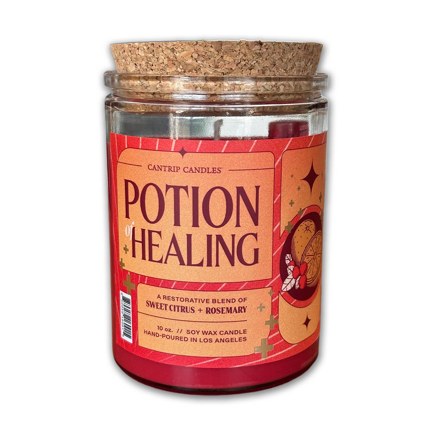 Healing Potion Candle - 10oz Citrus Rosemary Soy Candle with D4 Die | D&D Gift