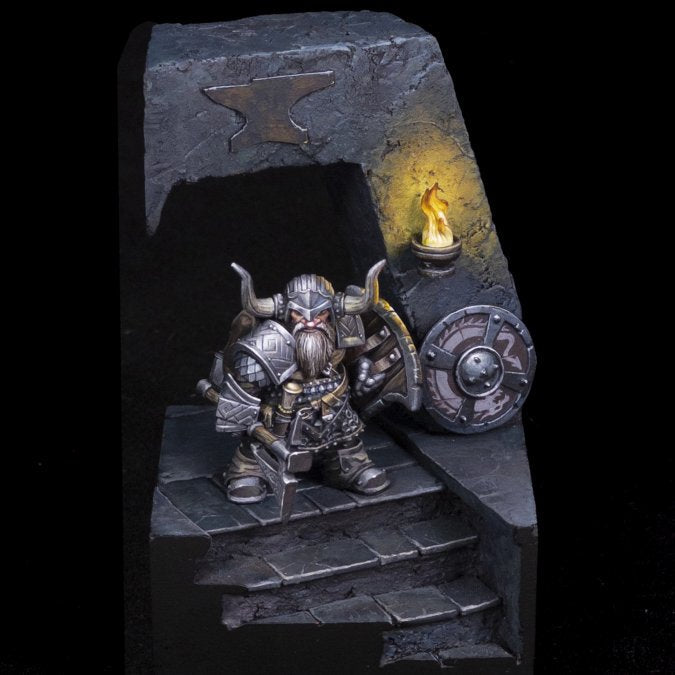 Bones Dungeon Dwellers: Dromn Ironsworn, Dwarf Warrior - Dwarf Fighter Miniature