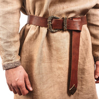 Brown Leather Belt with Brass Buckle & Tip