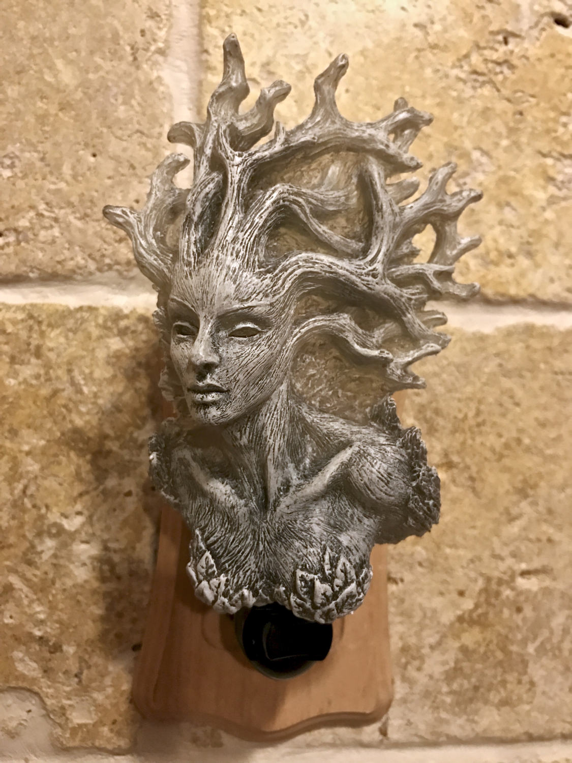 Dryad Nightlight, Hand Painted Resin Sculpture | Medieval Gothic Night Light | Dryad Tree Spirit Lighting for Gothic Fantasy Home Decor