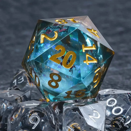 Giant D20 Dice Plum Liquid 35mm Resin RPG Dice
