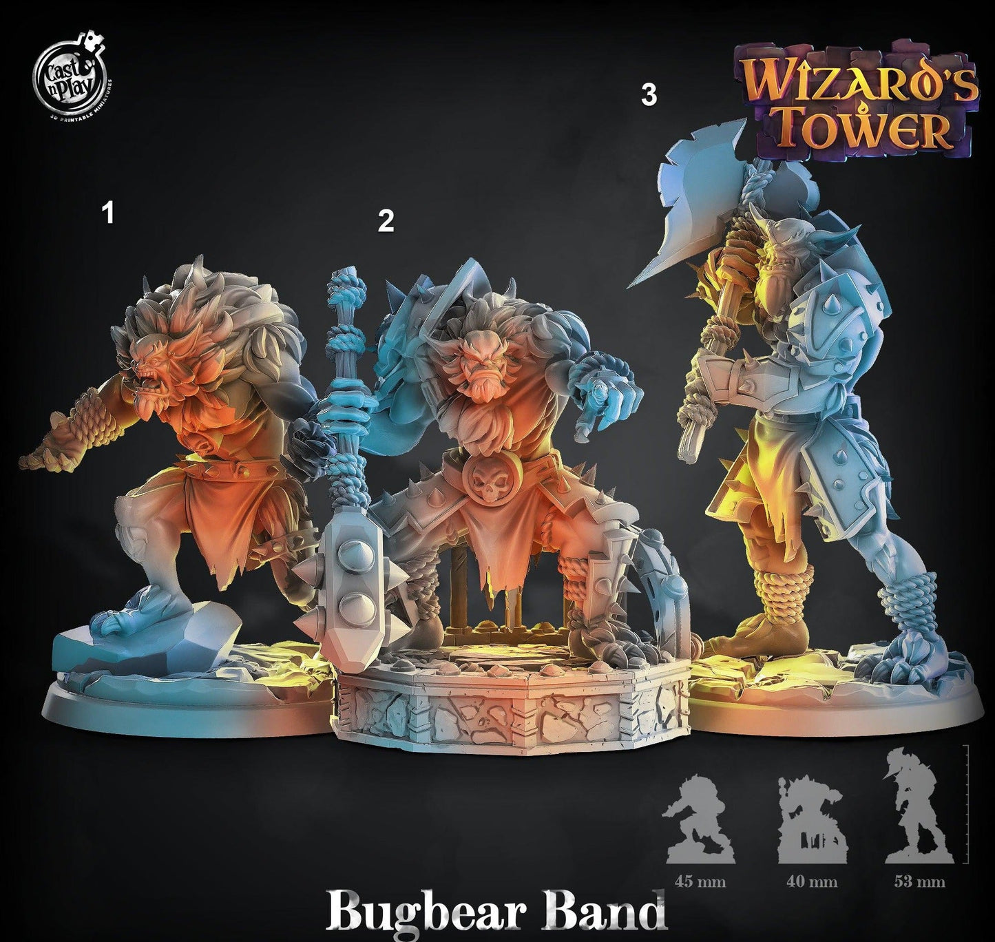 3D Printed Cast n Play Bugbear Band Wizards Tower D&D