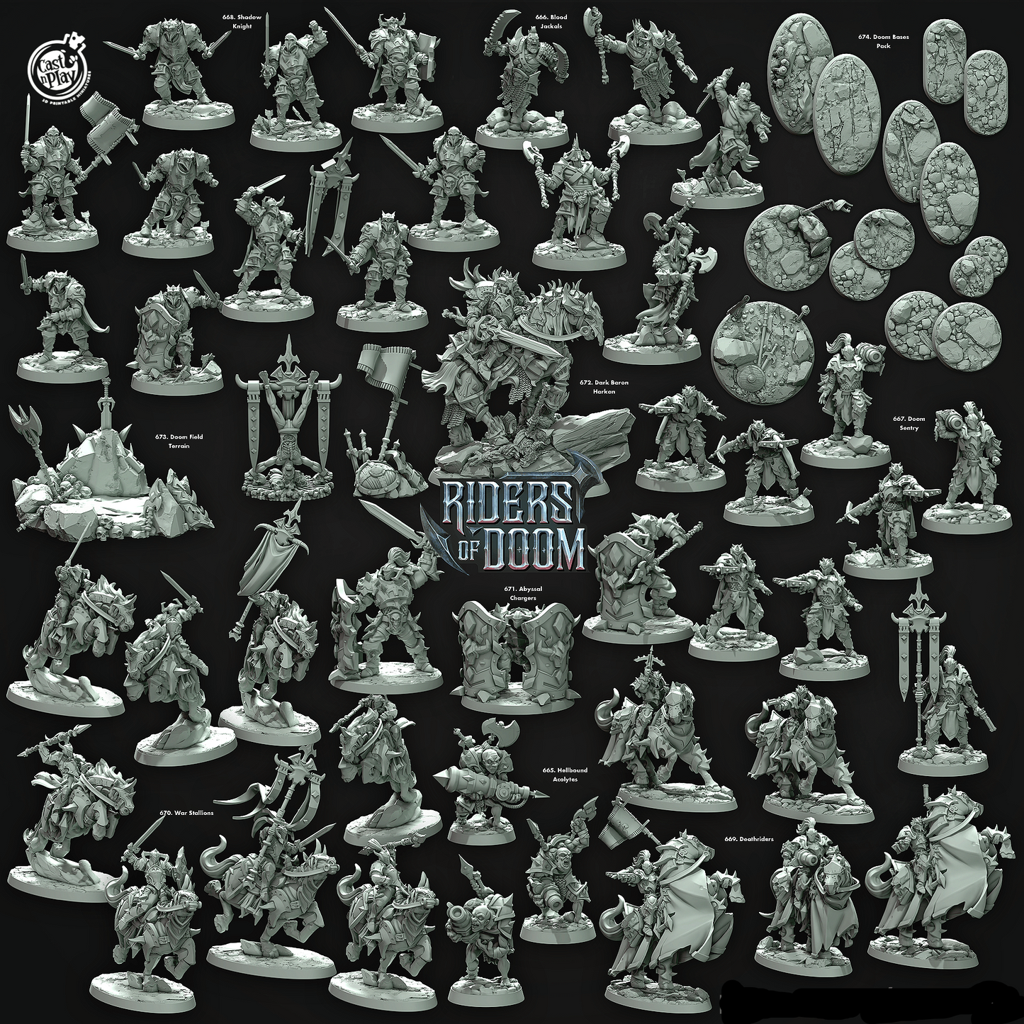 Cast n Play Doomed Field Terrain — Riders of Doom Set – 3D Printed 28mm 32mm D&D