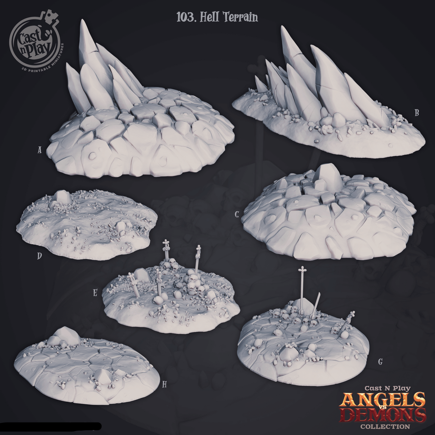 3D Printed Cast n Play Hell Terrain 28mm 32mm D&D