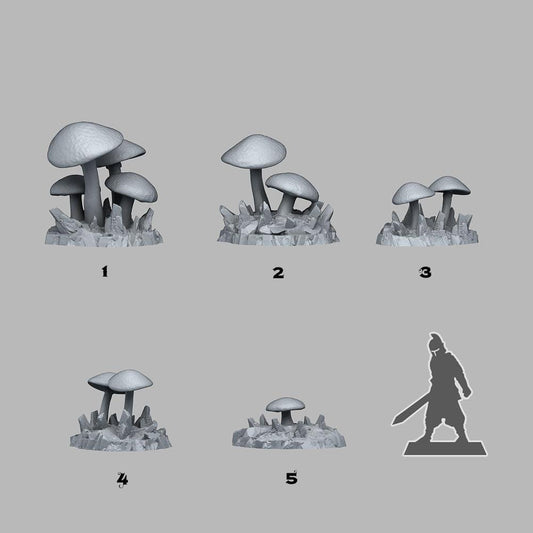 3D Printed Fantastic Plants and Rocks Giant Desert Mushrooms 28mm - 32mm D&D Wargaming