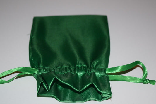 Large Green Satin Gift Bag Game Dice Bag Counter Pouch 4" x 6" New Soft Gifts