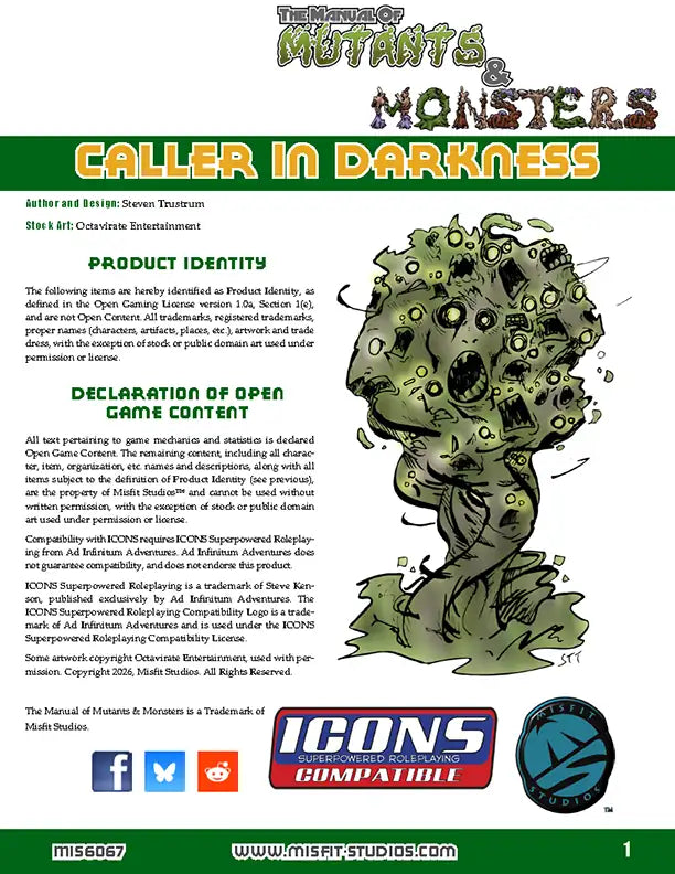 The Manual of Mutants & Monsters: Caller in Darkness for ICONS