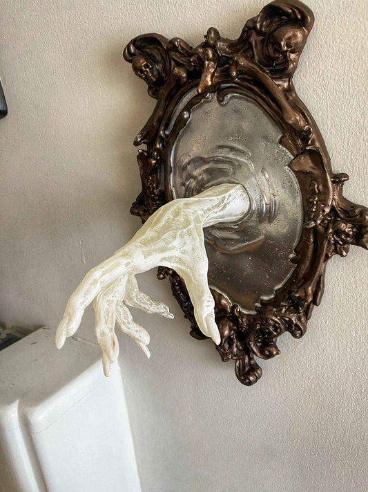 Spectral Hand Wall Plaque, Large White Version, Resin | Victorian Gothic Haunted Wall Art |Ghost Hand for Halloween, Spooky Home Decor