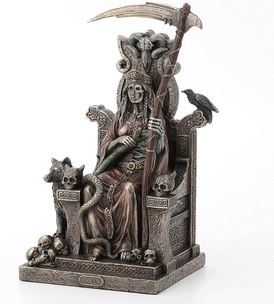 Hel, Norse Goddess of Death Figurine - Cold Cast Bronze Underworld Sculpture