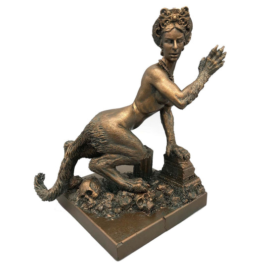 Sphinx Statue, Hand Painted Resin Sculpture | Mythical Creature Figurine | Legendary Sphinx Goddess Altar Statue for Fantasy Art Decor