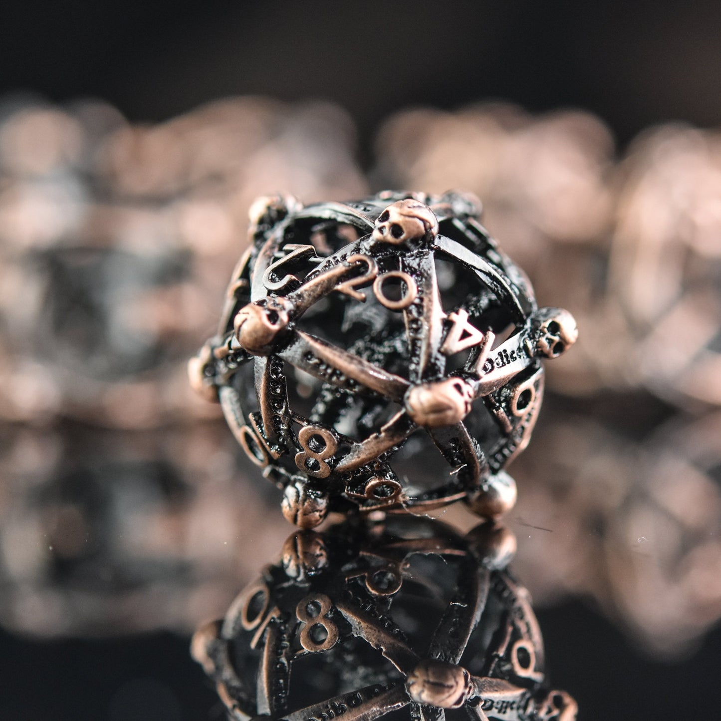Draco Immortui Hollow Metal Dice Set - Bronze with Free Velvet Bag