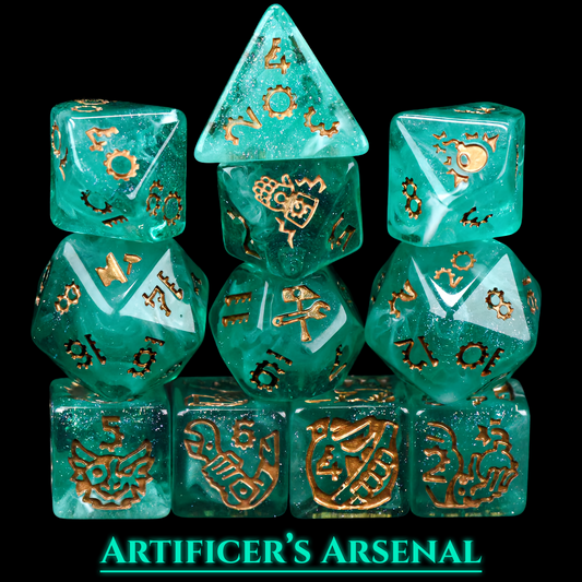 Artificer's Arsenal Dice Set | Steampunk D&D Dice by Revenant Foundry