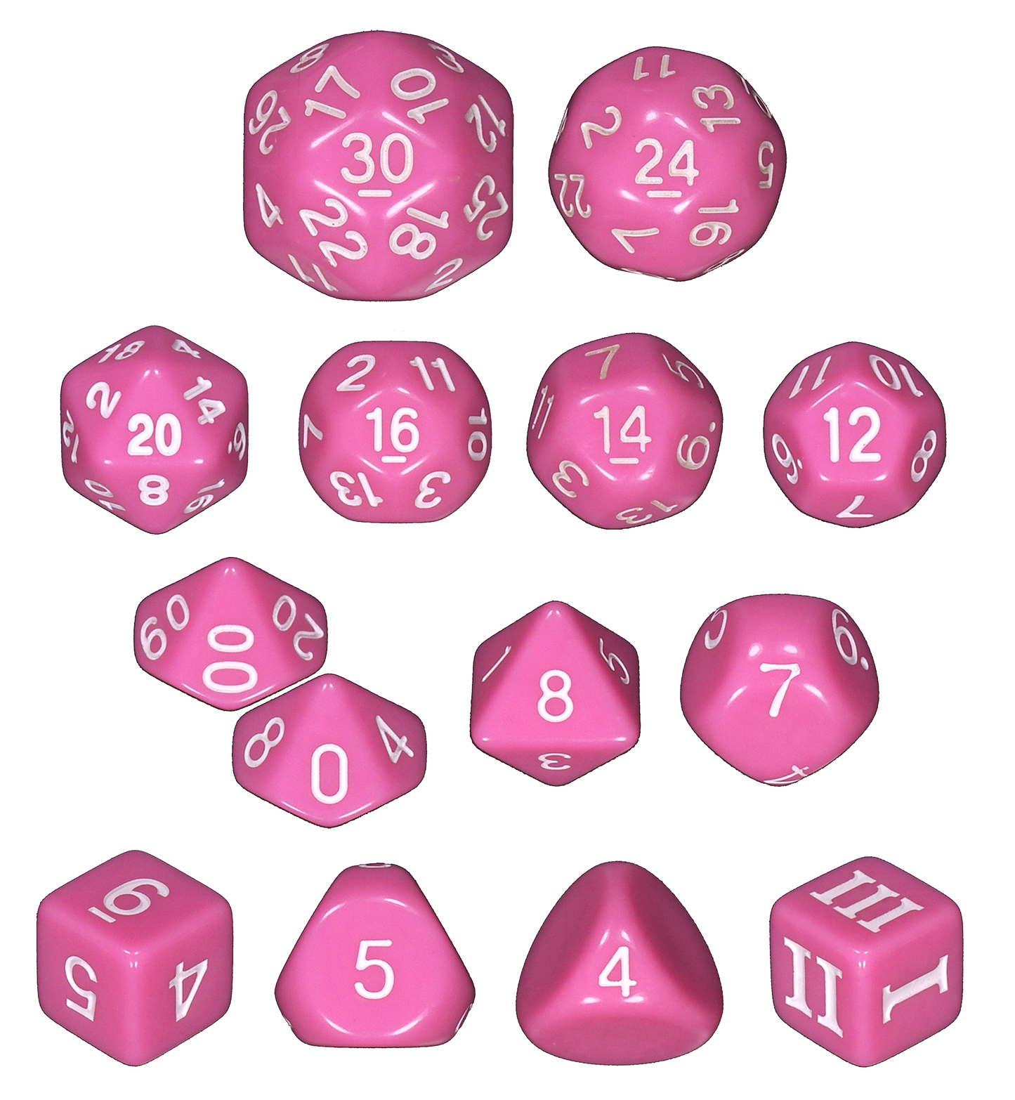 Opaque 14 Unusual DCC Dice Set – Pink
