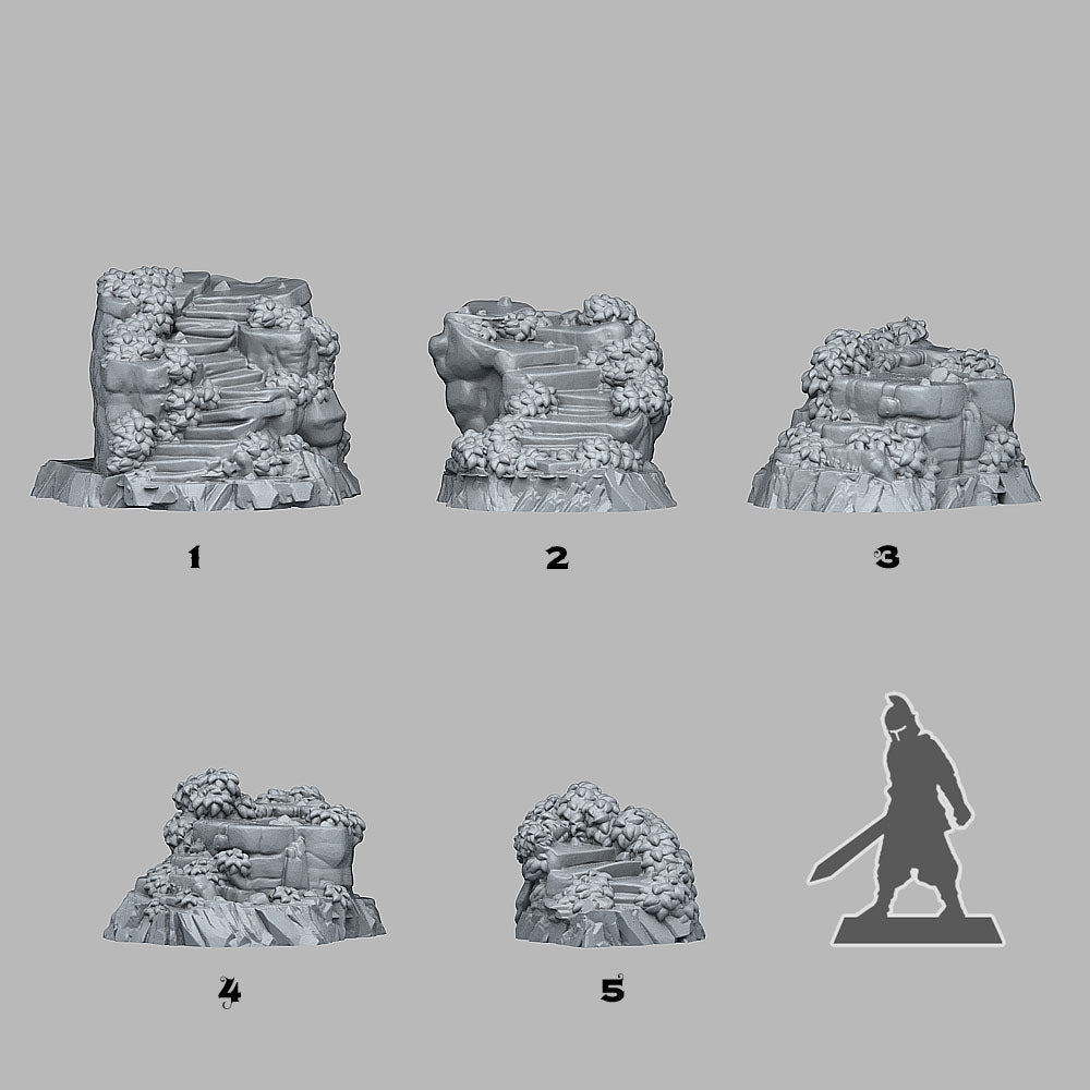 3D Printed Fantastic Plants and Rocks Ancient Magic Stairs 28mm - 32mm D&D Wargaming