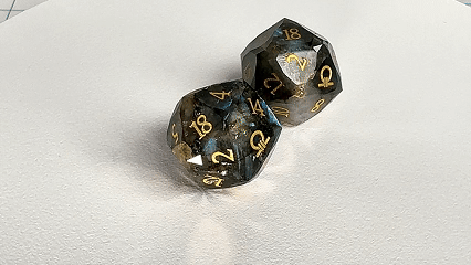 Natural Labradorite DND Gem Dice Set — Ring of Order 7 or 11-Piece