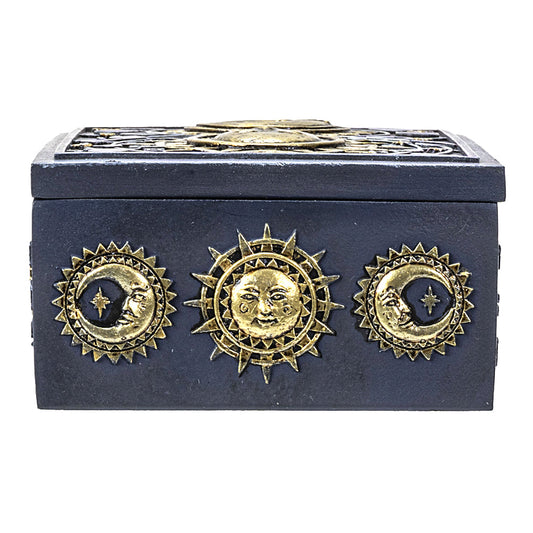 Celestial Astrology Tarot Card Storage Box with Sun & Moon Design