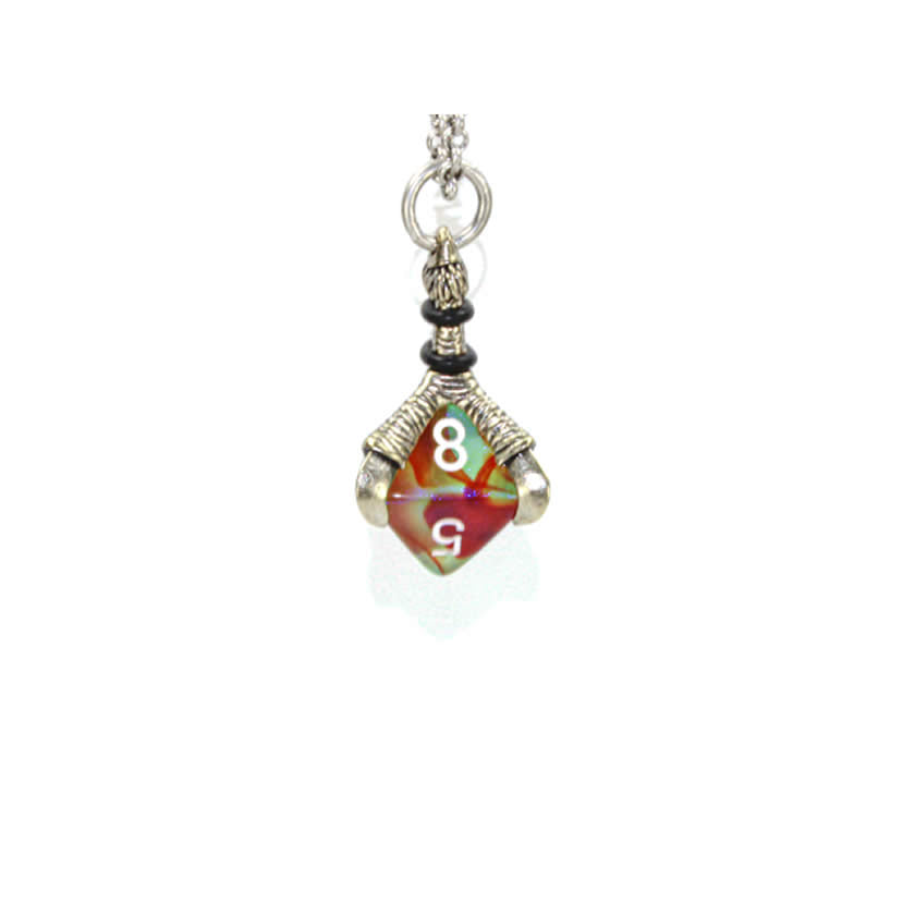 Old Silver Dice Pendant D8 - Chessex CHX53103 Dice Jewelry