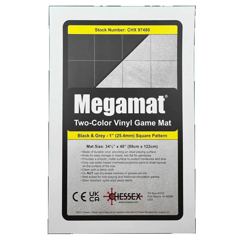 Reversible Megamat Black/Grey 1in Squares 34.5x48 - Chessex CHX97480