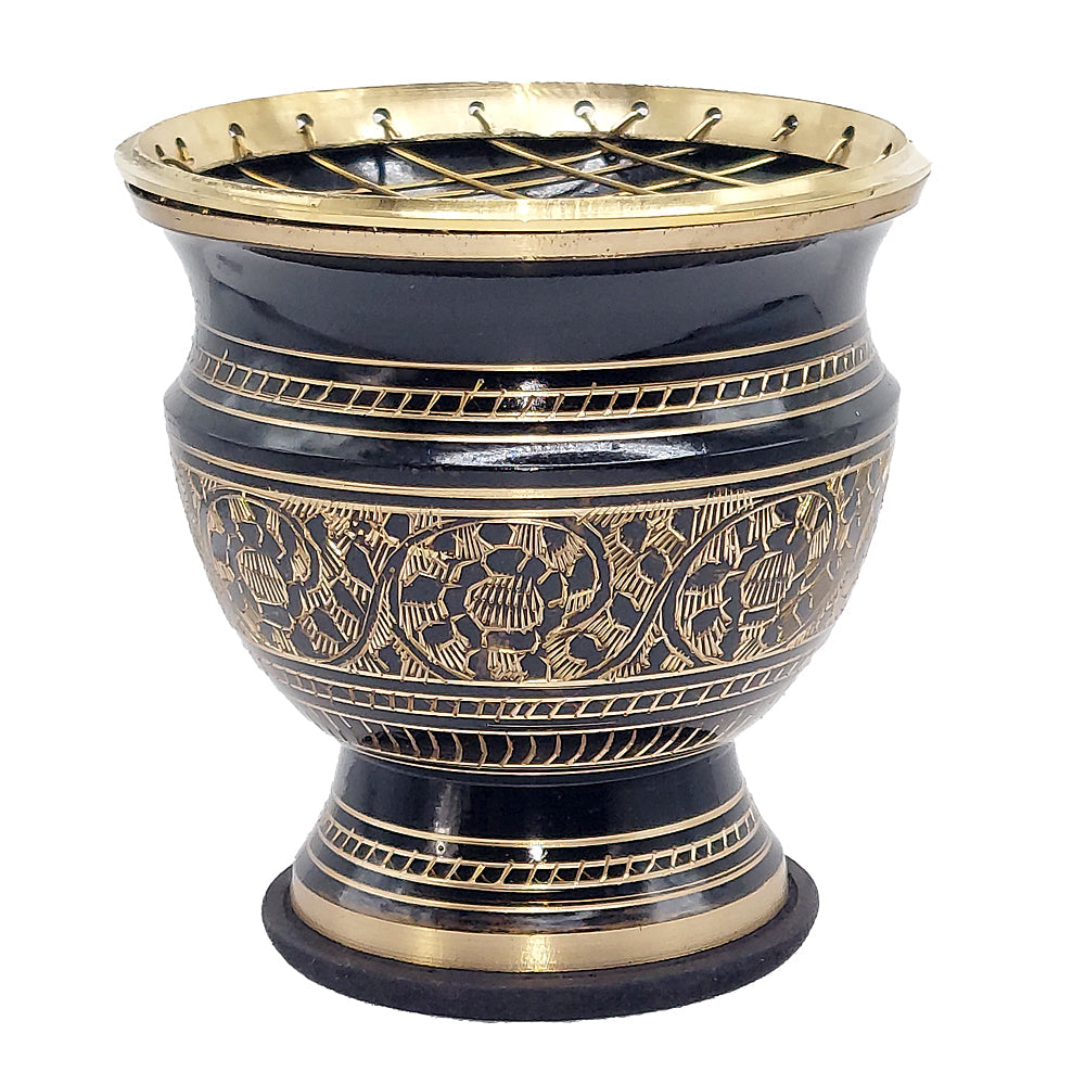 Black & Gold Carved Brass Burner