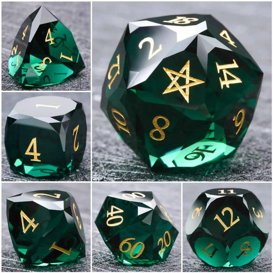 Bear Dice DND Multi-Sided Engraved Glass Gemstone Dice Set