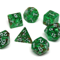 Green Translucent Speckle Dice Collection - 7 Piece Set