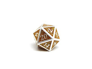 Heroic Dice of Metallic Luster - Single D20 Dice - Gold with Silver Font