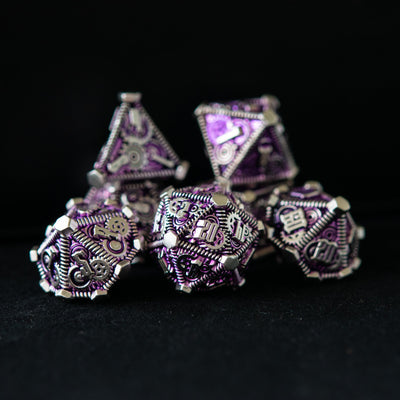 Purple and Silver - Weird West Wasteland Metal Dice Set