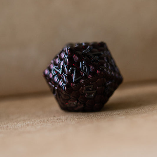 Blood Red Dragon's Egg Metal Dice Set – 7-Piece Polyhedral RPG Dice
