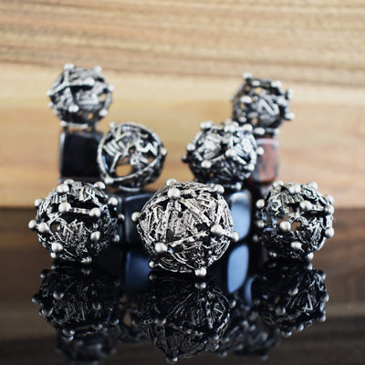 Orb of the Dragon Hollow Metal Dice Set - Silver