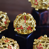 Orb of the Dragon Hollow Metal Dice Set - Gold and Red