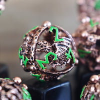 Orb of the Dragon Hollow Metal Dice Set - Bronze and Green