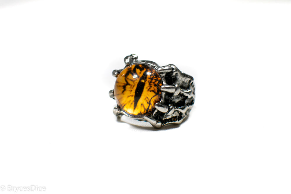 Dragon Eye Ring Silver Metal for Cosplay Game Night Dungeons and Dragons (purple/blue/red/yellow)
