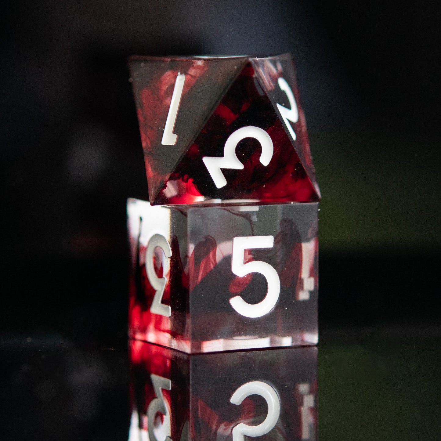 Bloodbath Sharp-Edged Resin Dice Set – 7-Piece Polyhedral RPG Dice