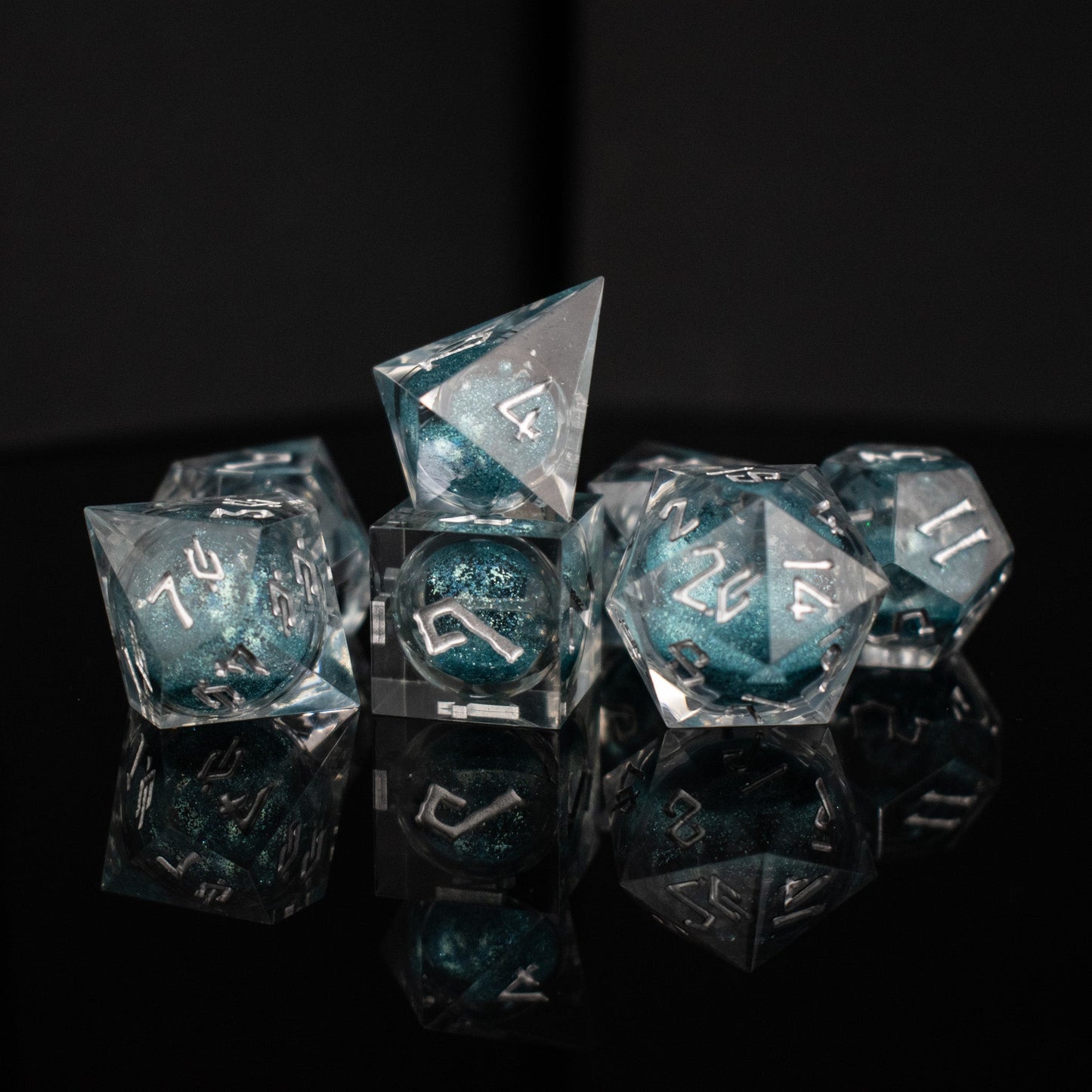 Silent Waters Liquid Core Dice Set – 7-Piece Polyhedral RPG Dice
