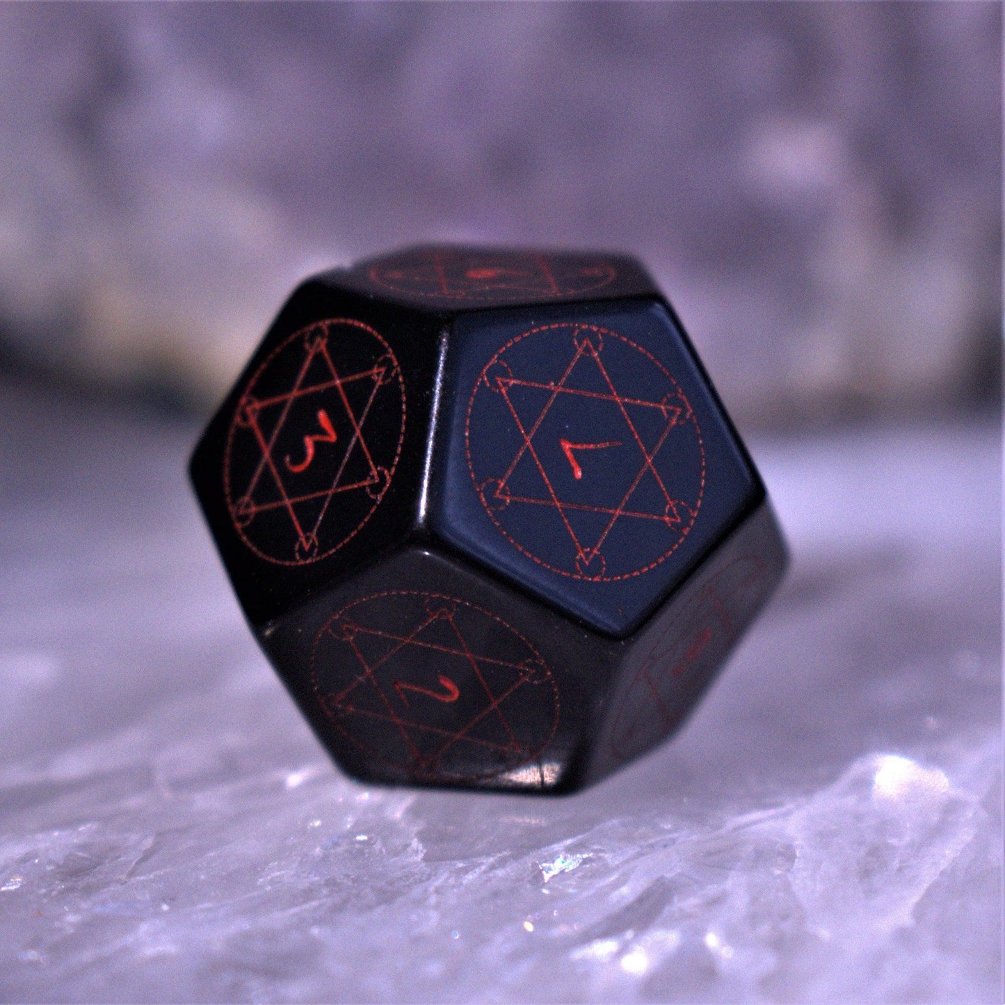 Spellcaster Obsidian Stone Dice Set – 7-Piece Natural Stone RPG Dice