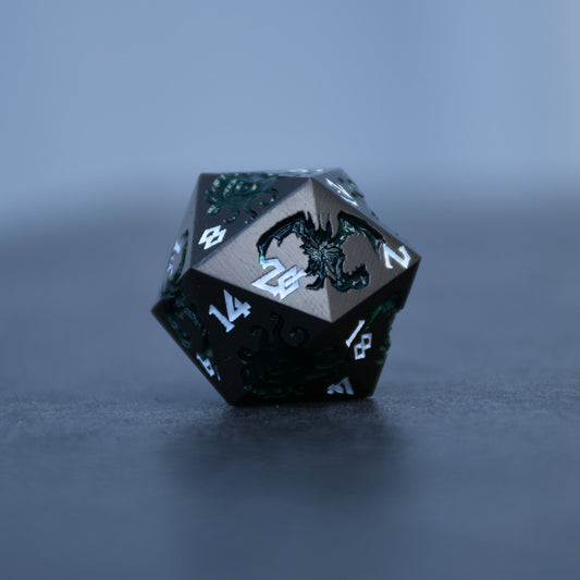 Monster Manual Dice - Gunmetal and Green