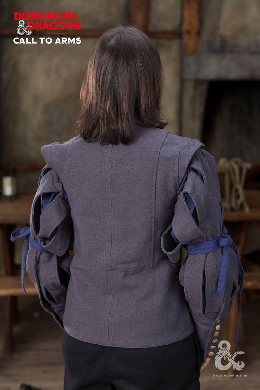Bard Jerkin - Grey Fantasy Costume with Slitted Sleeves - Dungeons & Dragons