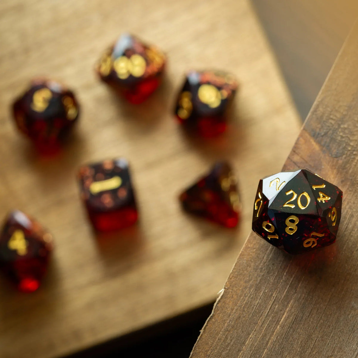 Dwarf Cut Dragonfire Handmade Resin DND Dice Set