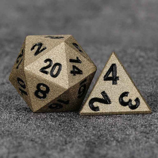 Dwarven-Forged Antique Gold Metal D&D Dice Set
