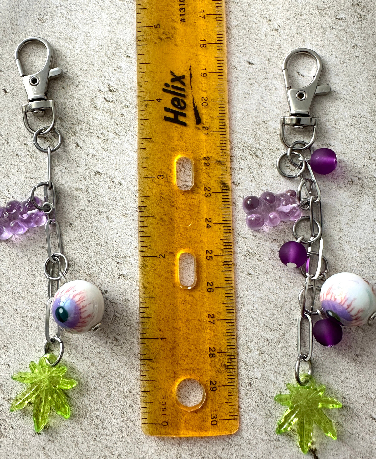 Marijuana Lover Gummy Bear Bloodshot Eyeball Bag Charm Keychain