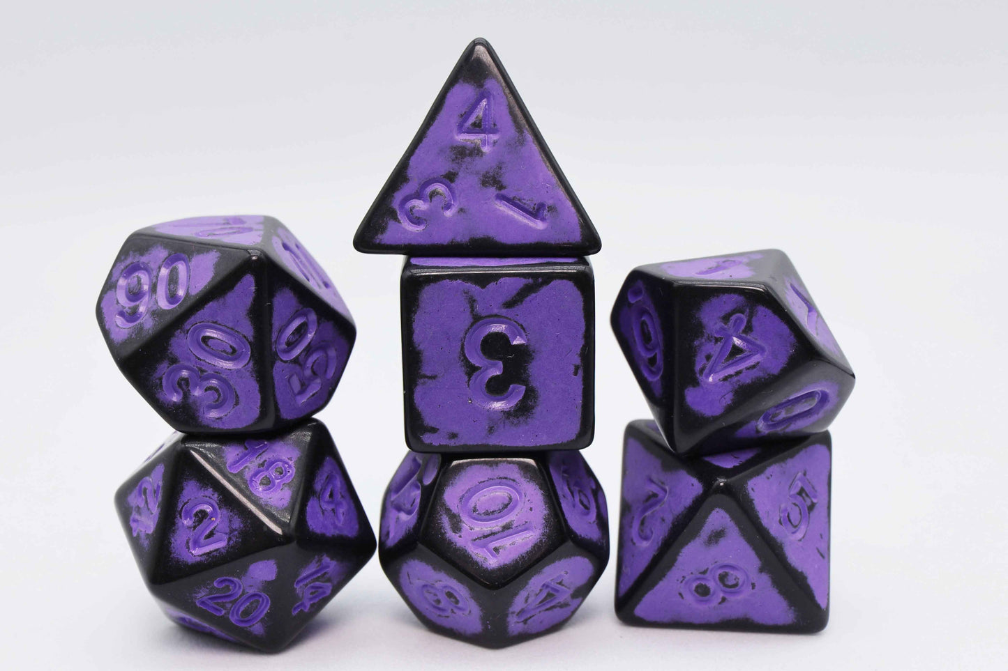 Timeworn Purple RPG Dice Set | 7-Piece Polyhedral Dice for TTRPGs