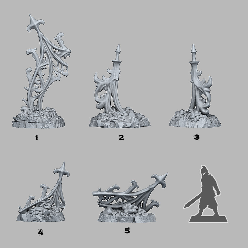 3D Printed Fantastic Plants and Rocks Gothic Gate Ruins 28mm - 32mm D&D Wargaming