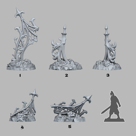 3D Printed Fantastic Plants and Rocks Gothic Gate Ruins 28mm - 32mm D&D Wargaming
