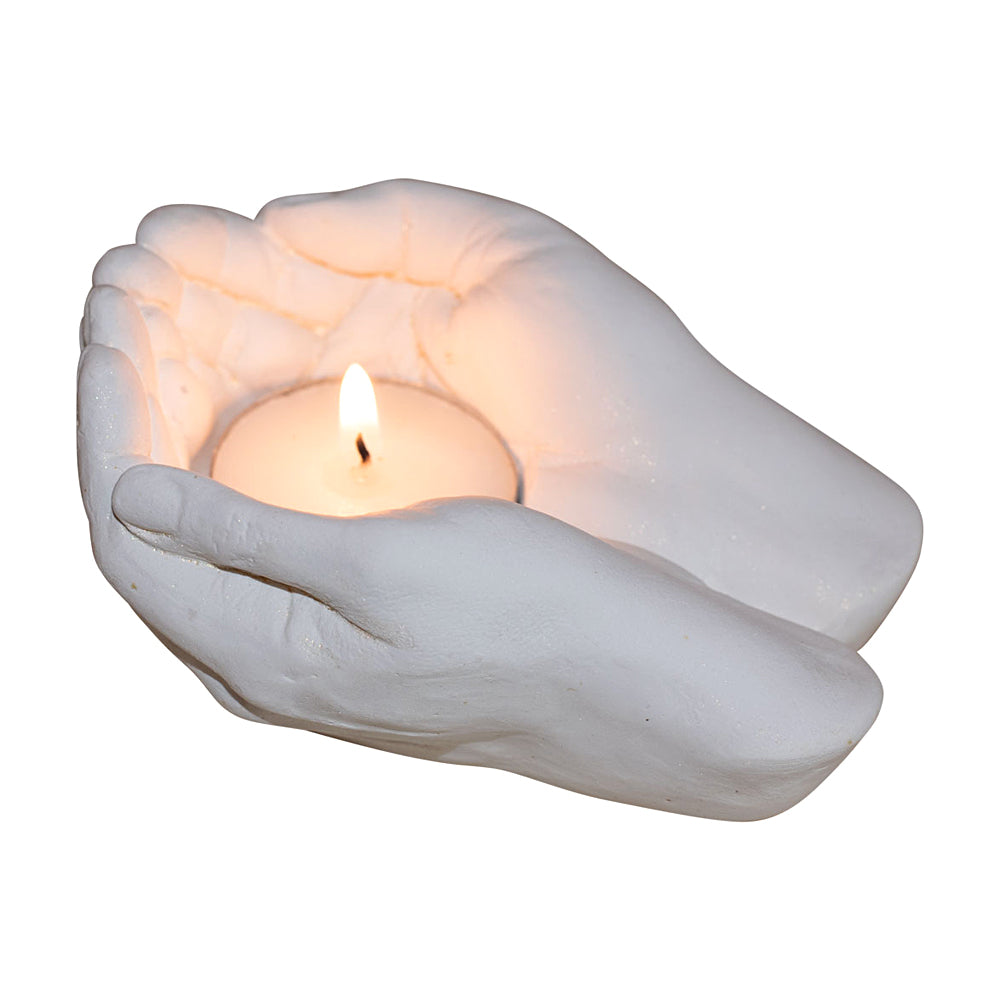 Gypsum Cement T-Light Holder - God's Hands