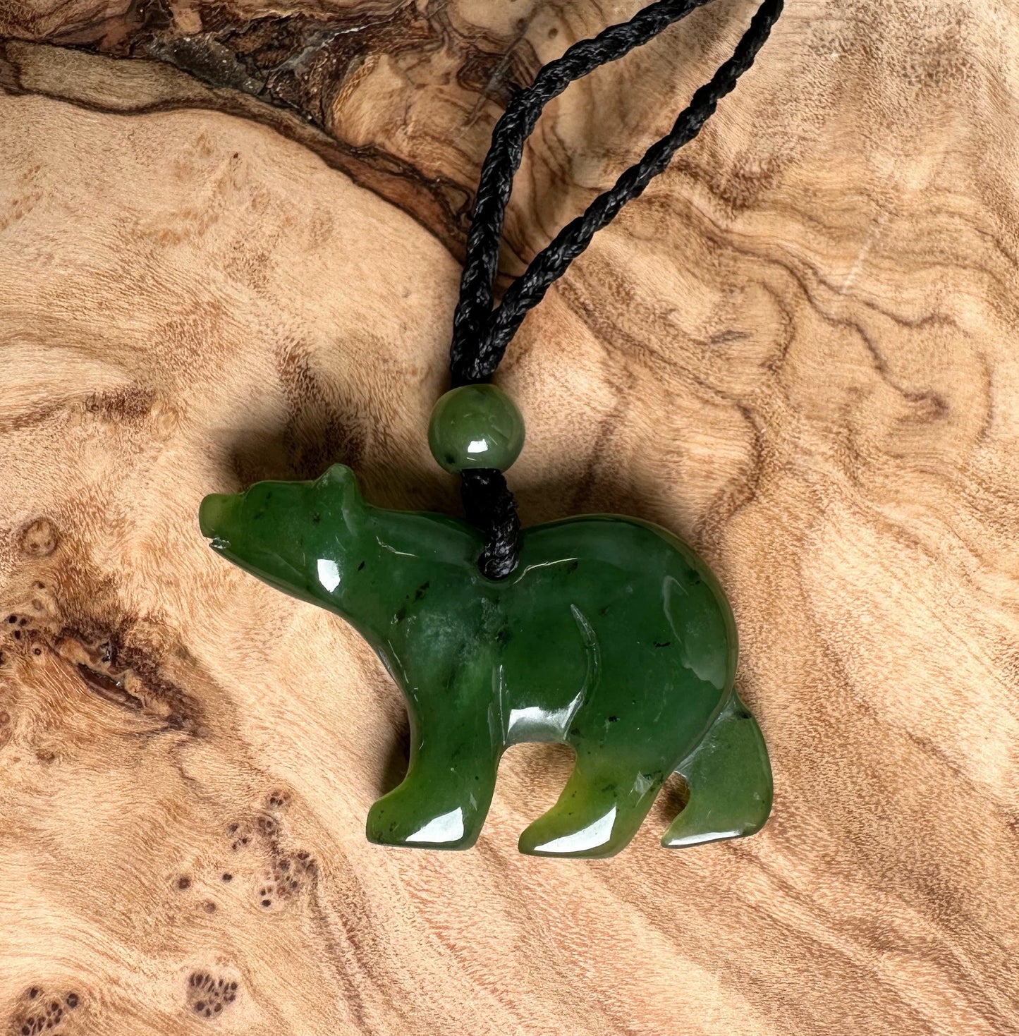 Jade Bear Pendant — 35mm Canadian Nephrite Jade