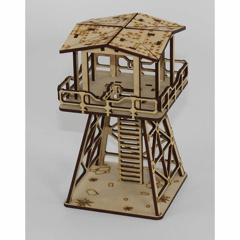 LCW1336 Elevated Gun Nest Building 28mm Scale Miniature Terrain Laser Craft