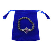 Lava & Amethyst Pyramid Bracelet w/ Velvet Bag