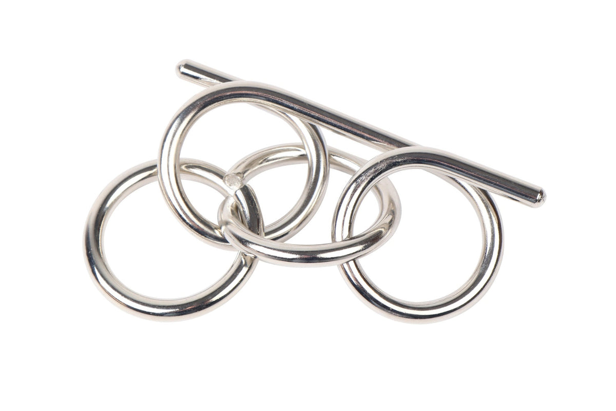 Link Puzzle – Four-Ring Polished Steel Disentanglement Brain Teaser, Expert Challenge