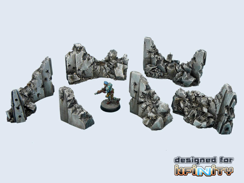 MCAT00064 Destroyed Concrete Wall Terrain Micro Art Studios