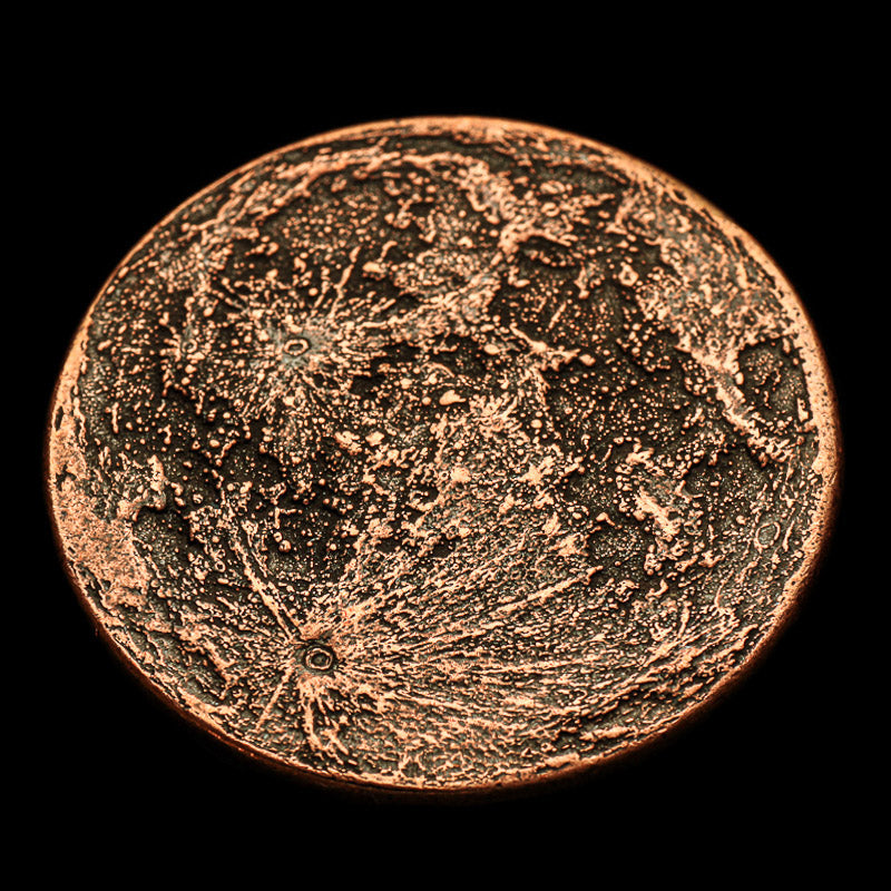 The Sun and Moon Worry Coin - Aztec Sun Stone Calendar and Moon in Copper
